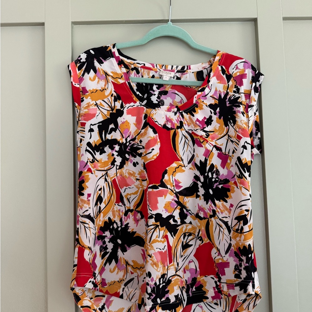 J. Crew- Floral Women's Top - Red, Black, White- new w/o tags